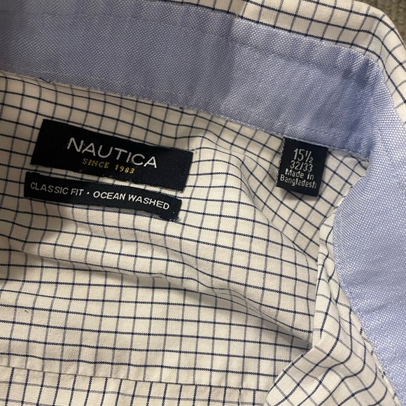 Men’s Nautical white striped long sleeve polo shirt like new size 15 1/2 32/33 - Picture 4 of 4